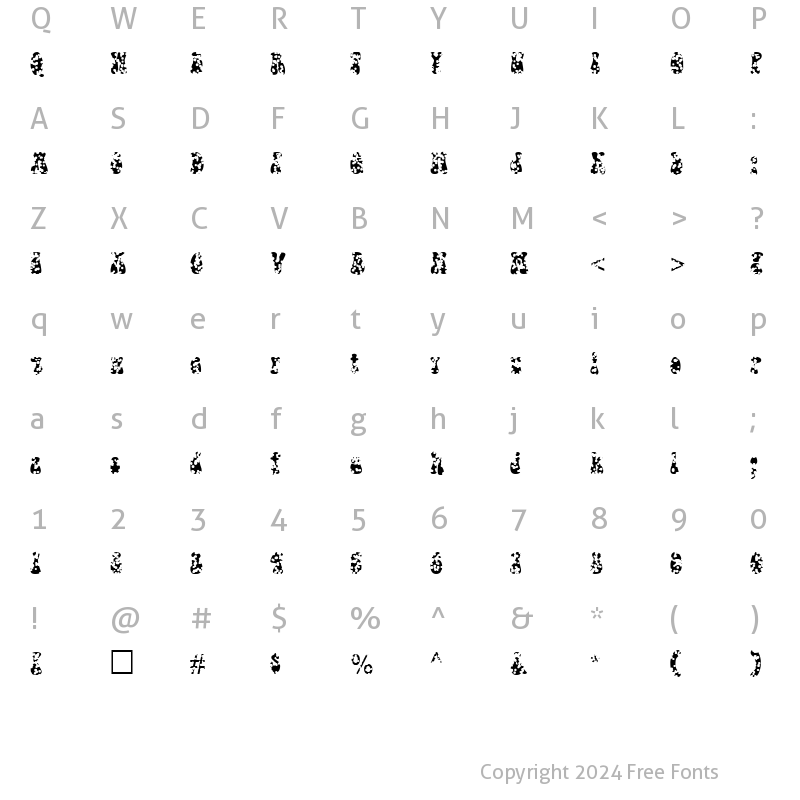 Character Map of FZ JAZZY 14 HOLEY Regular