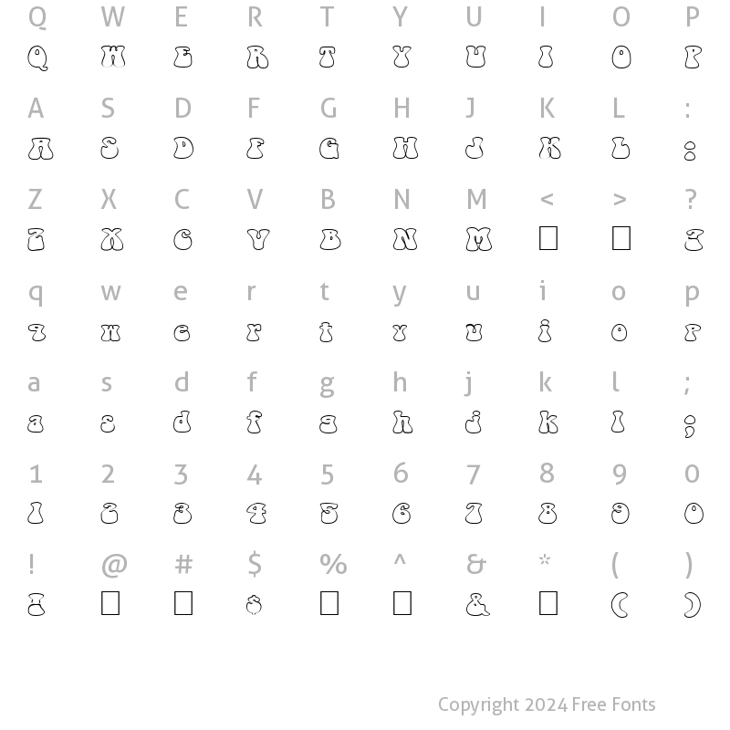 Character Map of FZ JAZZY 14 HOLLOW EX Normal