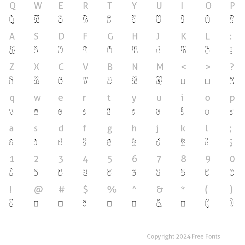 Character Map of FZ JAZZY 14 HOLLOW Normal