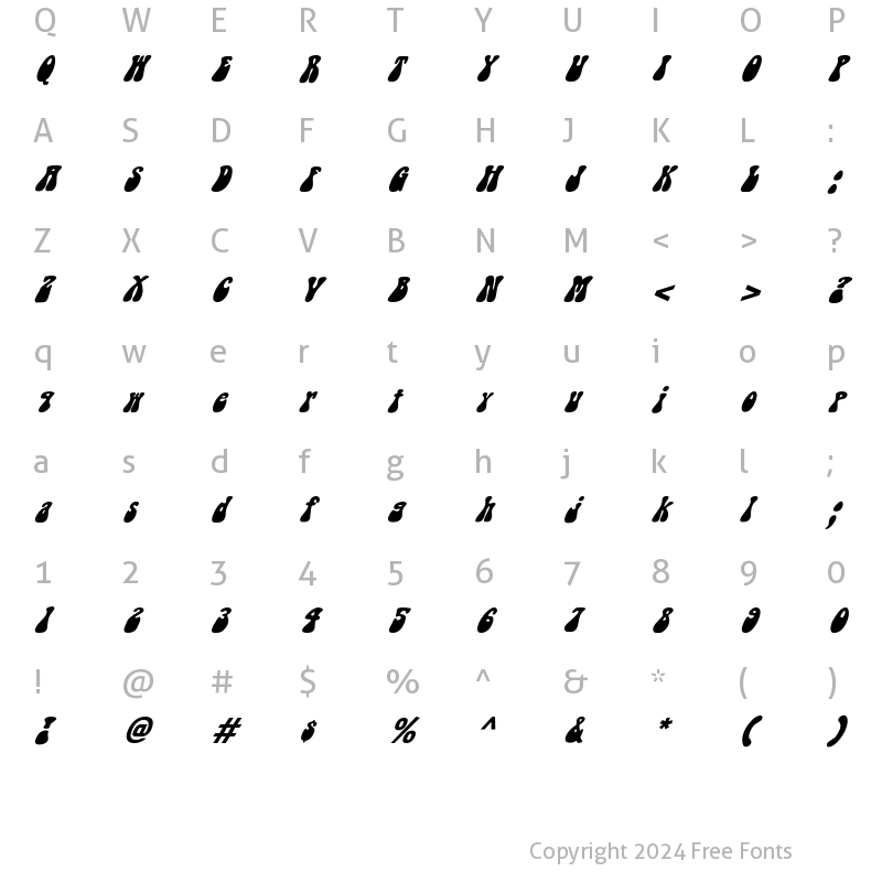 Character Map of FZ JAZZY 14 ITALIC Normal