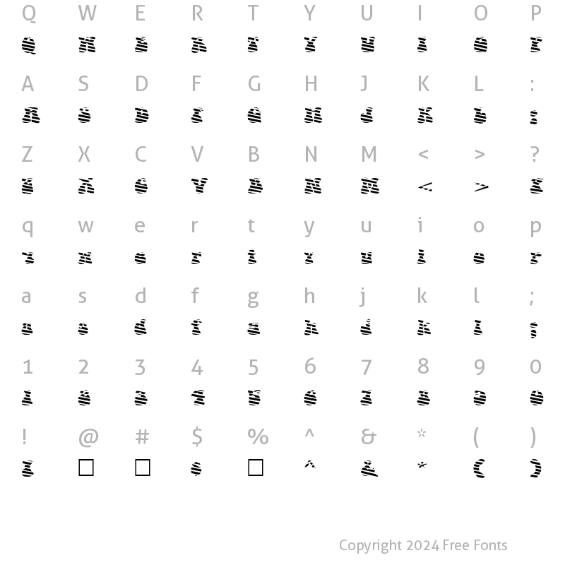 Character Map of FZ JAZZY 14 STRIPED EX Regular