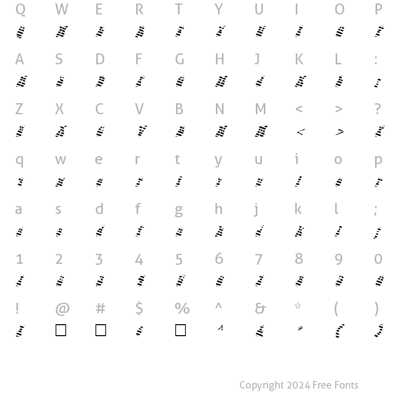 Character Map of FZ JAZZY 14 STRIPED ITALIC Regular