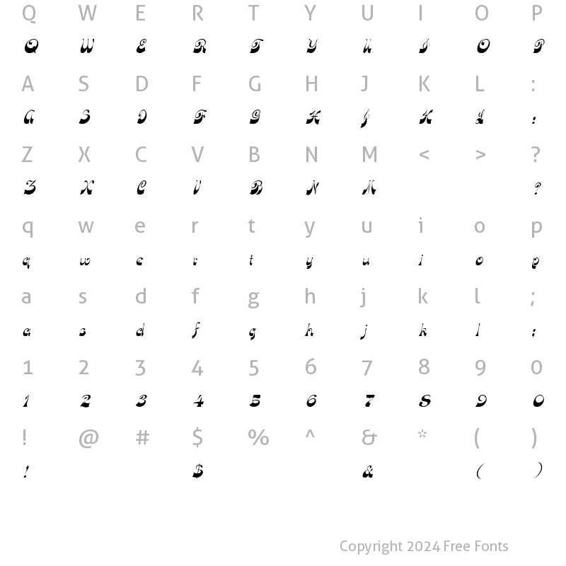 Character Map of FZ JAZZY 15 ITALIC Normal