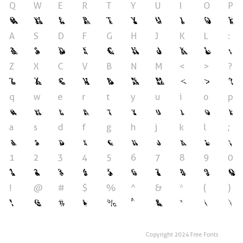 Character Map of FZ JAZZY 16 HOLEY LEFTY Normal