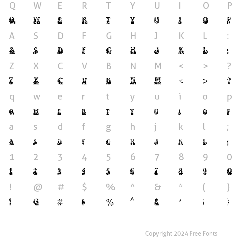 Character Map of FZ JAZZY 16 HOLEY Normal