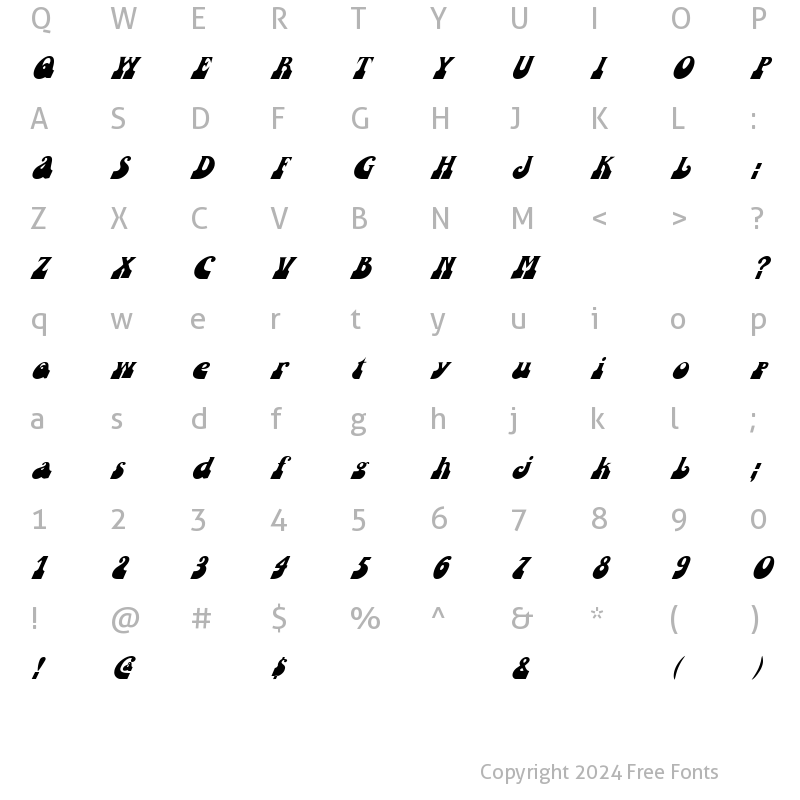 Character Map of FZ JAZZY 16 ITALIC Normal