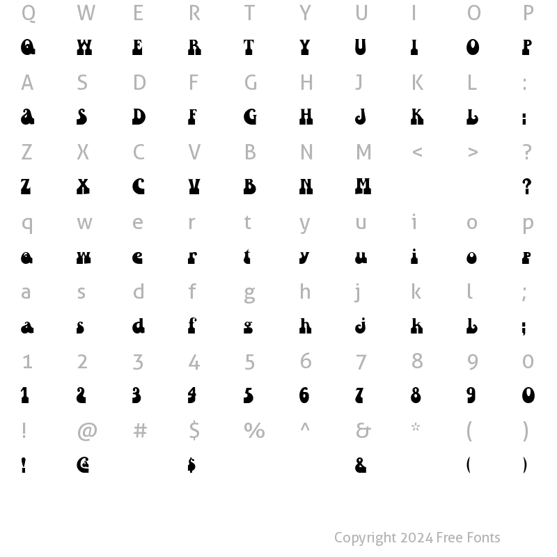 Character Map of FZ JAZZY 16 Normal