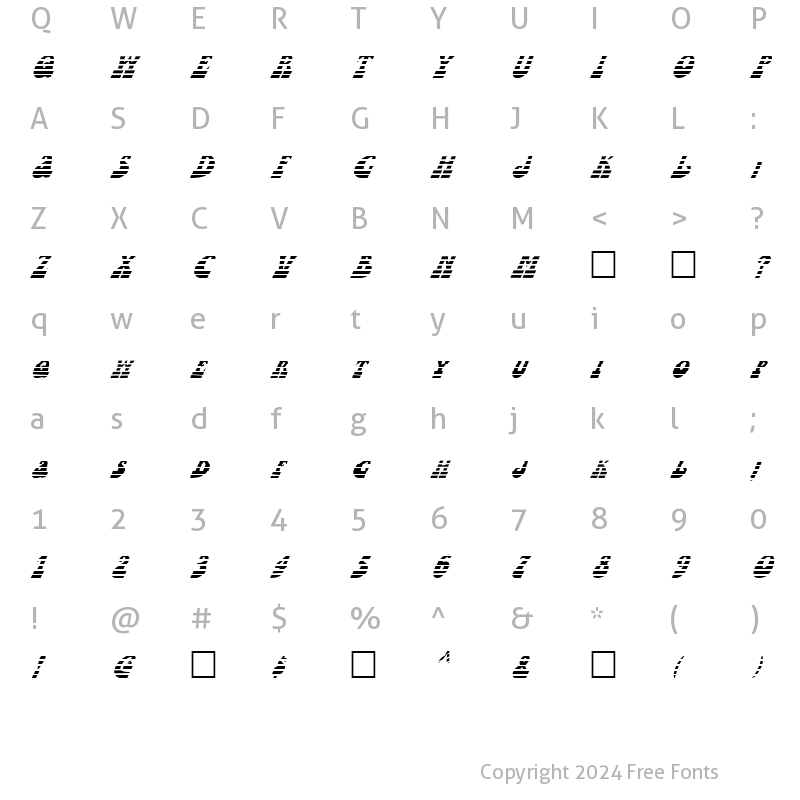 Character Map of FZ JAZZY 16 STRIPED ITALIC Normal