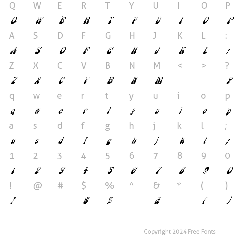 Character Map of FZ JAZZY 17 ITALIC Normal