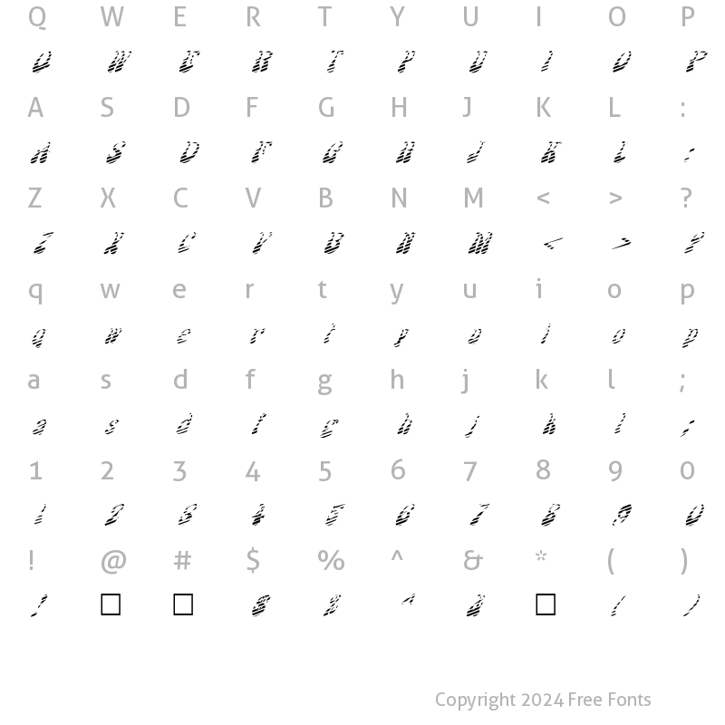 Character Map of FZ JAZZY 17 STRIPED ITALIC Normal