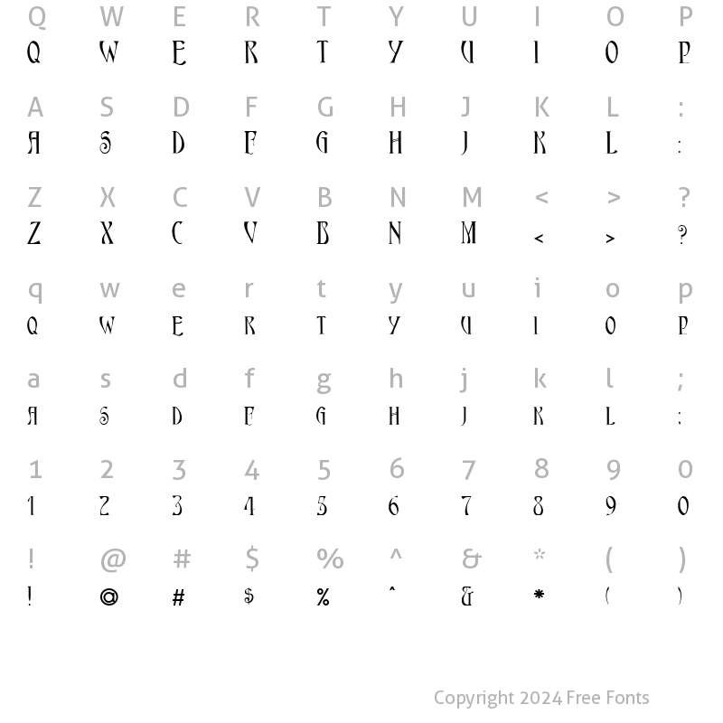 Character Map of FZ JAZZY 18 Normal