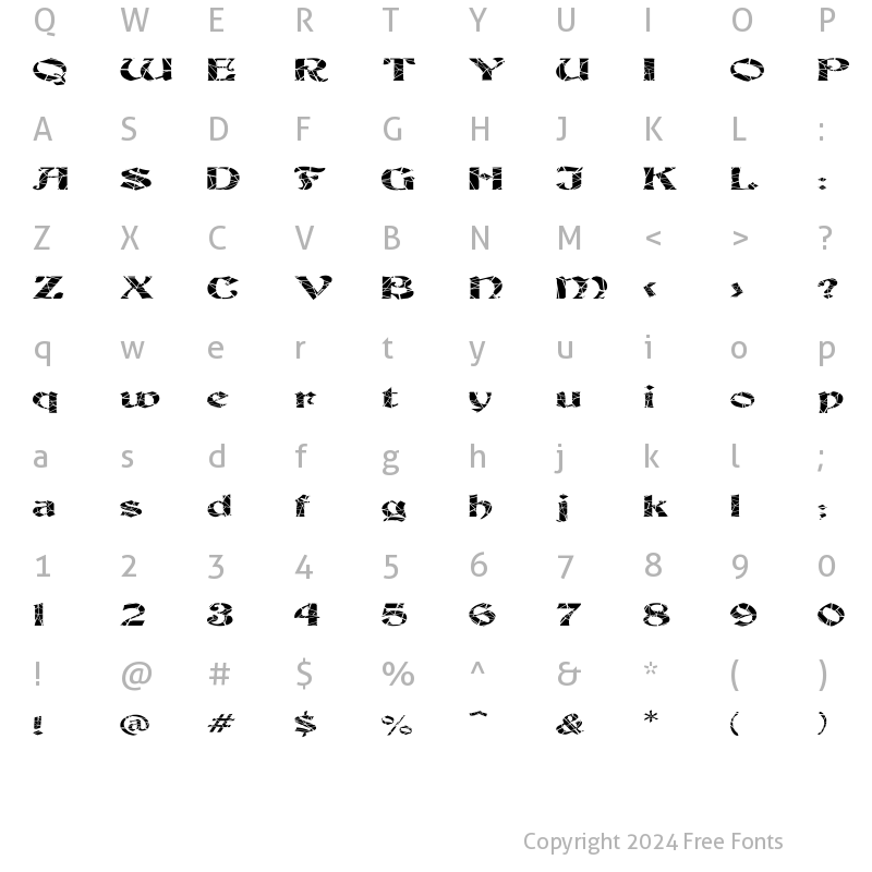 Character Map of FZ JAZZY 19 CRACKED EX Medium