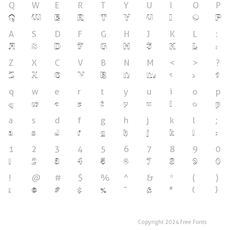 Character Map of FZ JAZZY 19 HOLLOW Normal