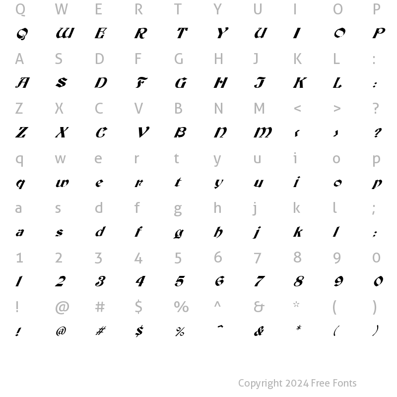 Character Map of FZ JAZZY 19 ITALIC Medium