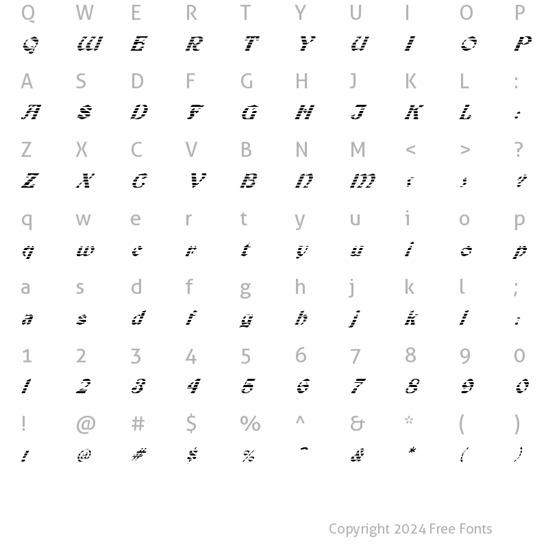 Character Map of FZ JAZZY 19 STRIPED ITALIC Medium