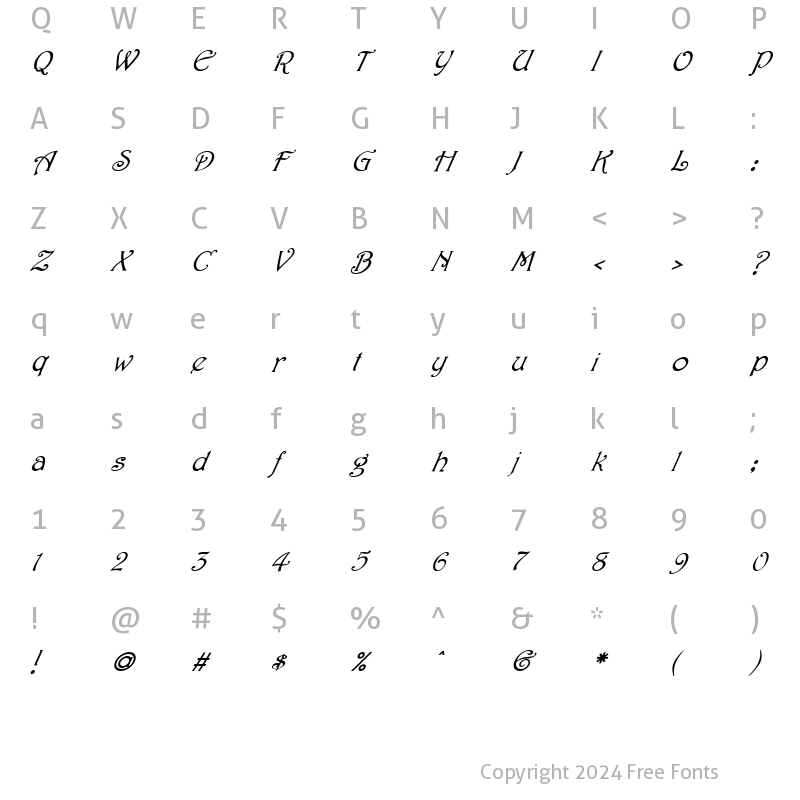 Character Map of FZ JAZZY 2 ITALIC Normal