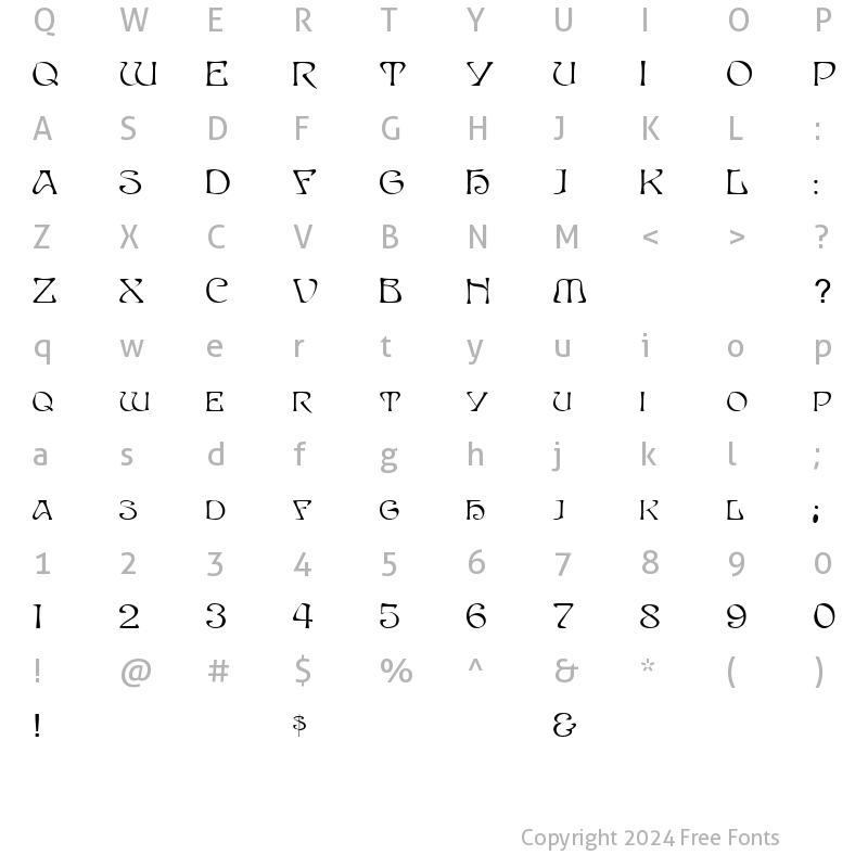 Character Map of FZ JAZZY 20 Normal