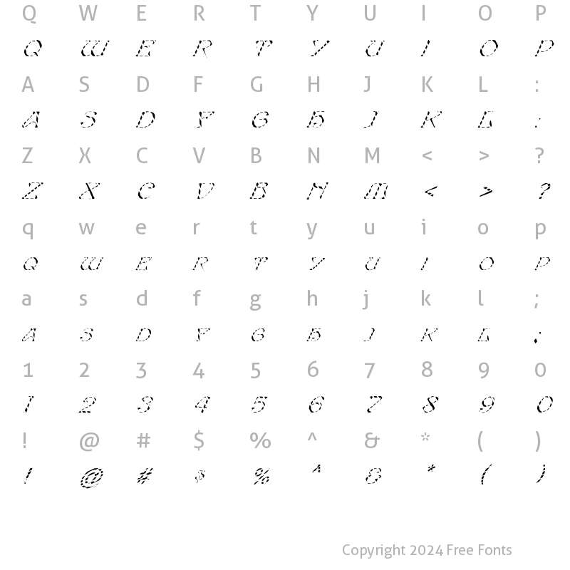 Character Map of FZ JAZZY 20 STRIPED ITALIC Normal