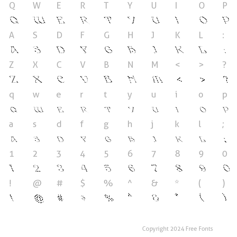 Character Map of FZ JAZZY 20 STRIPED LEFTY Normal