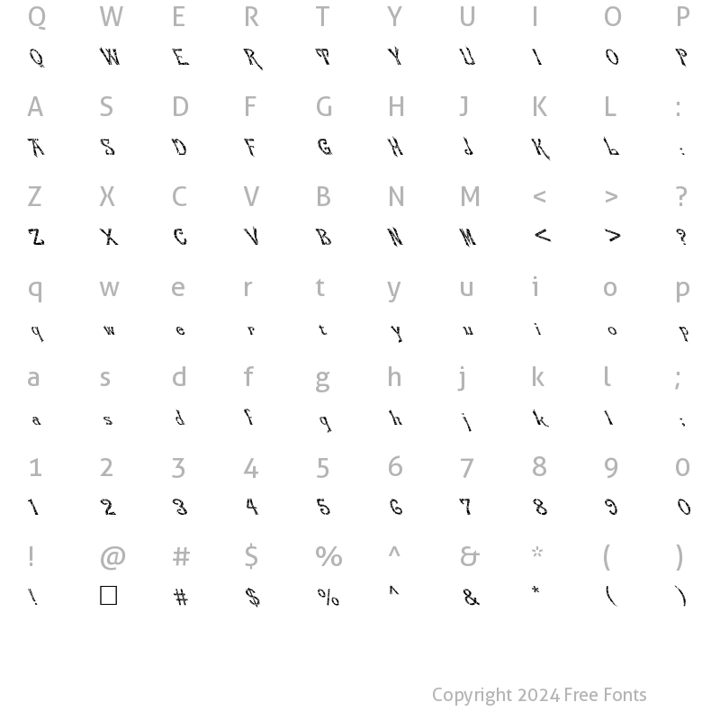 Character Map of FZ JAZZY 21 CRACKED LEFTY Normal