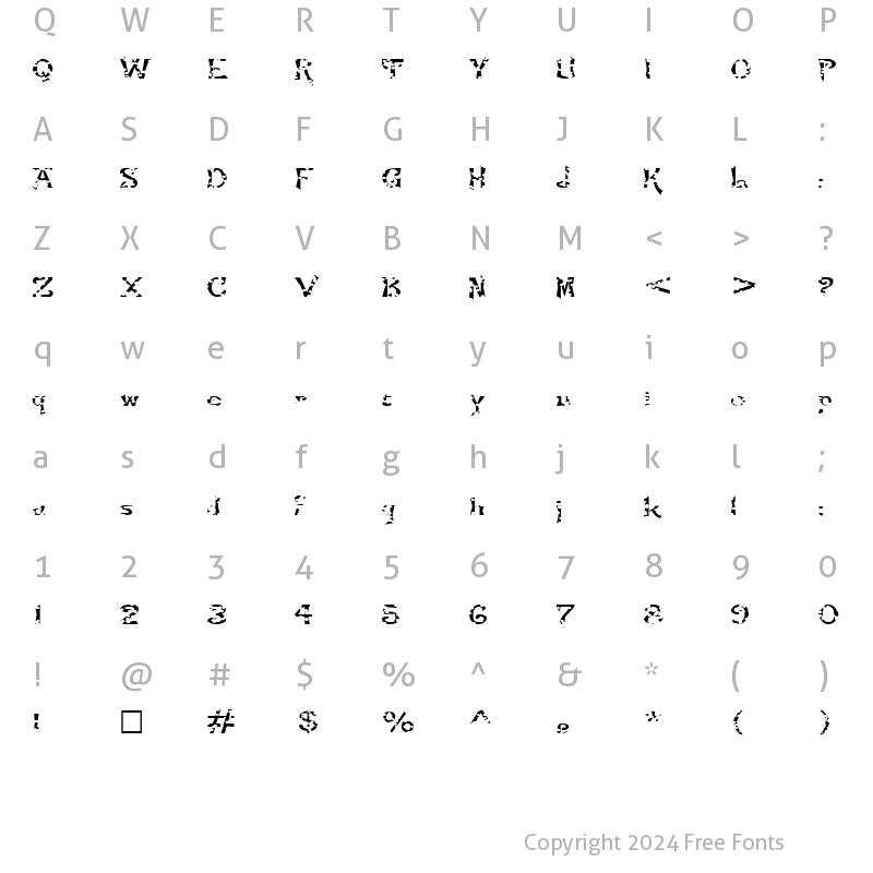 Character Map of FZ JAZZY 21 HOLEY EX Normal