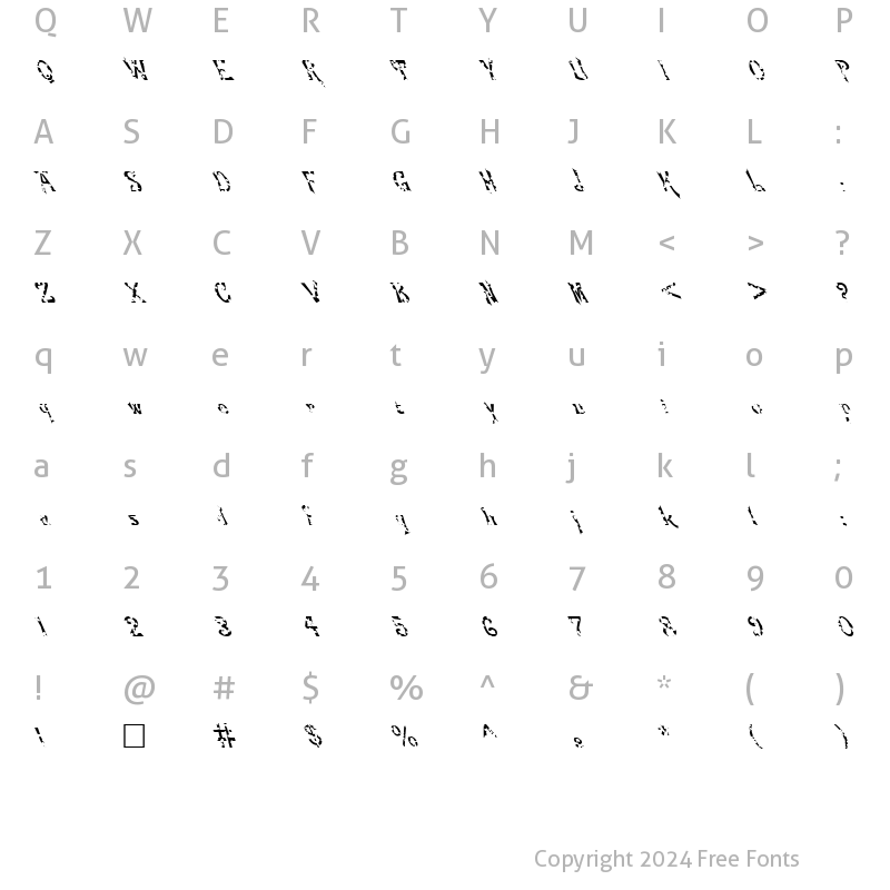 Character Map of FZ JAZZY 21 HOLEY LEFTY Normal