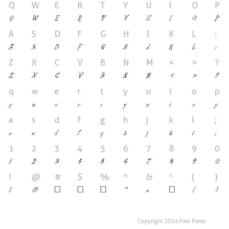 Character Map of FZ JAZZY 21 STRIPED ITALIC Normal