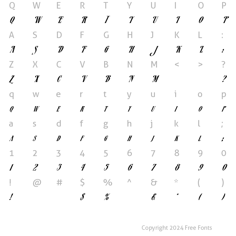 Character Map of FZ JAZZY 23 ITALIC Normal