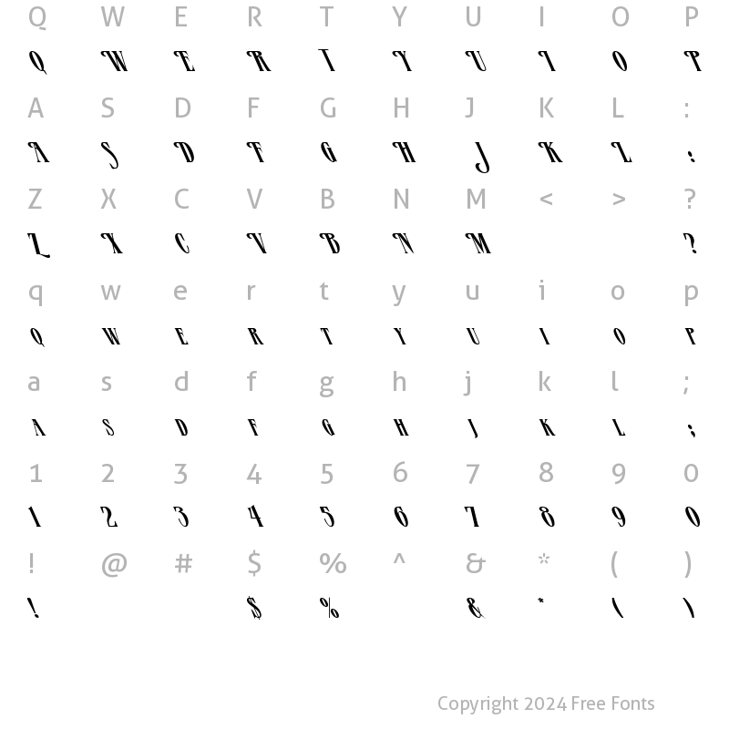 Character Map of FZ JAZZY 23 LEFTY Normal