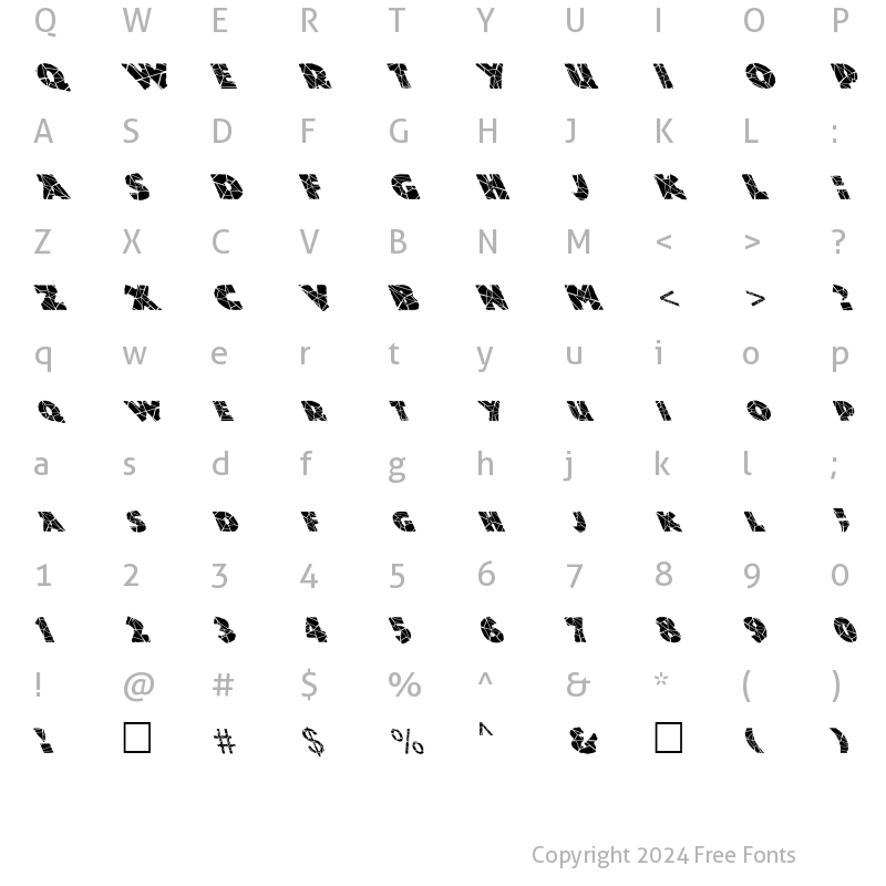 Character Map of FZ JAZZY 24 CRACKED LEFTY Normal