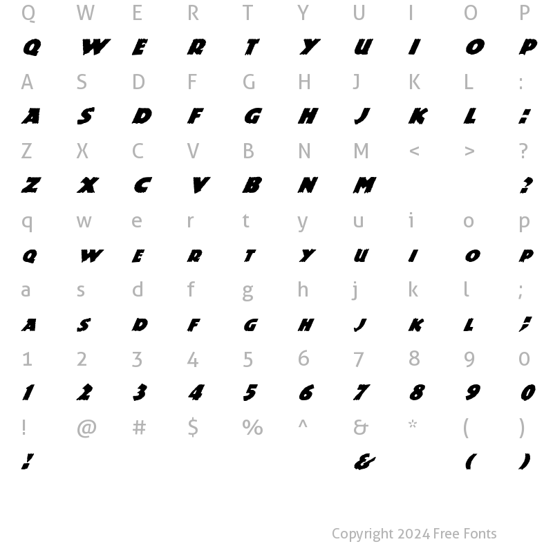 Character Map of FZ JAZZY 24 ITALIC Normal