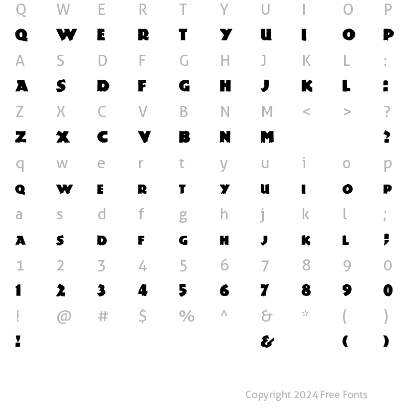 Character Map of FZ JAZZY 24 Normal