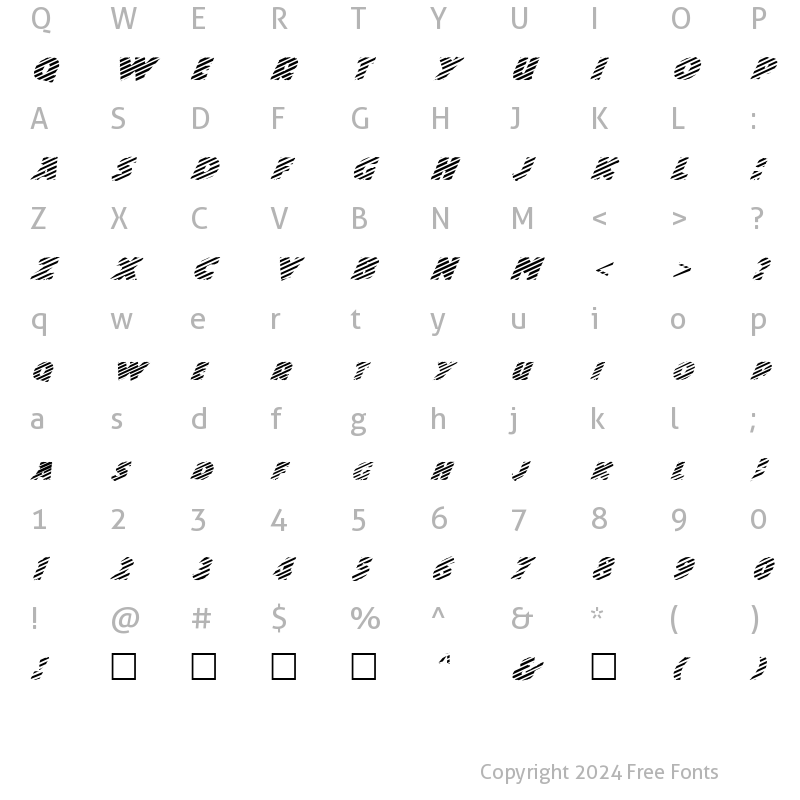 Character Map of FZ JAZZY 24 STRIPED ITALIC Normal