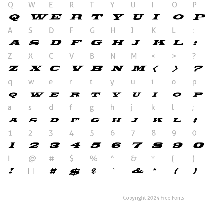 Character Map of FZ JAZZY 26 ITALIC Normal