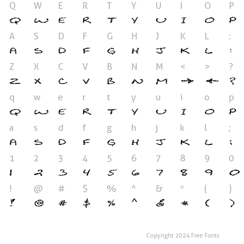 Character Map of FZ JAZZY 29 CRACKED EX Bold