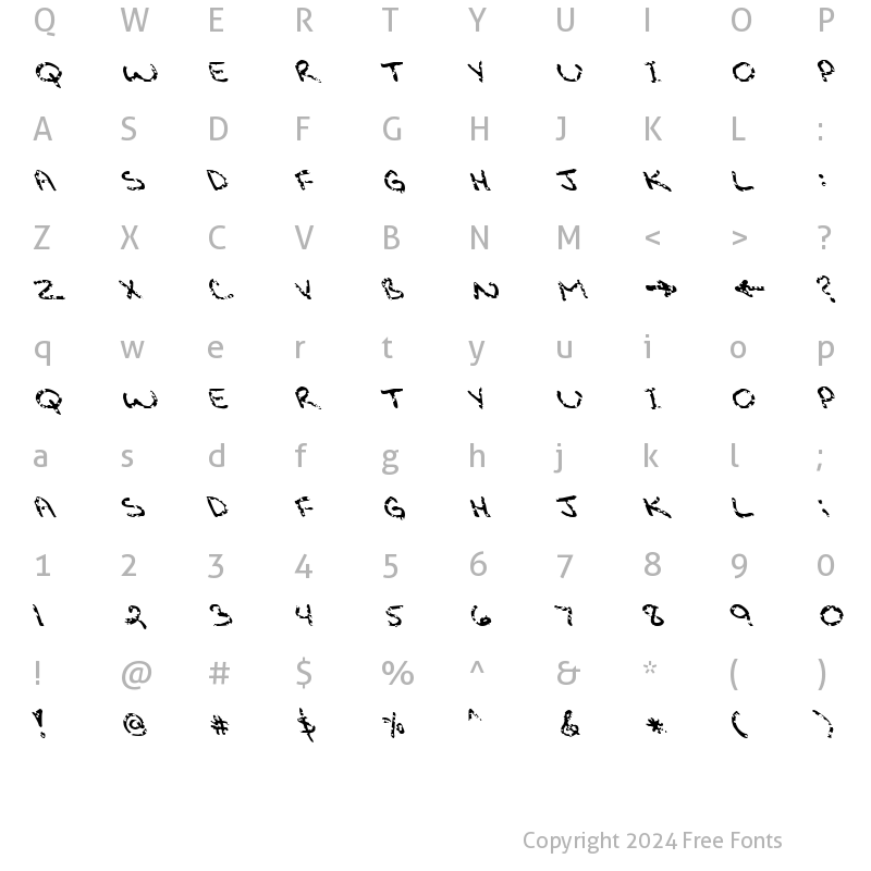 Character Map of FZ JAZZY 29 HOLEY  LEFTY Bold