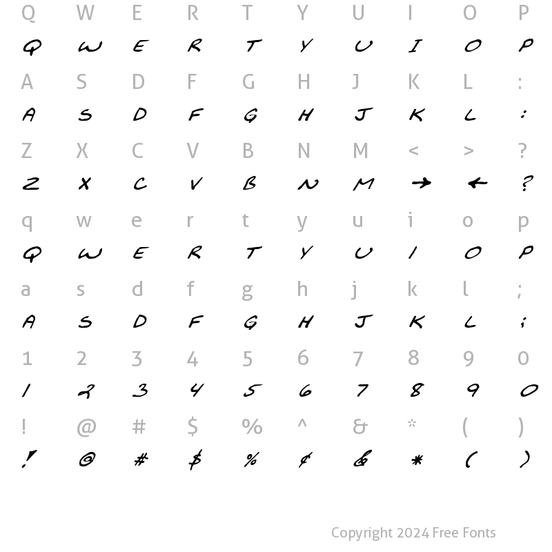 Character Map of FZ JAZZY 29 ITALIC Bold