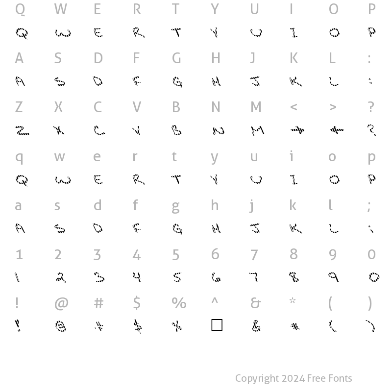 Character Map of FZ JAZZY 29 STRIPED LEFTY Bold
