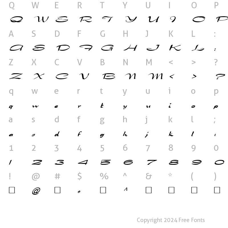 Character Map of FZ JAZZY 30 ITALIC Normal