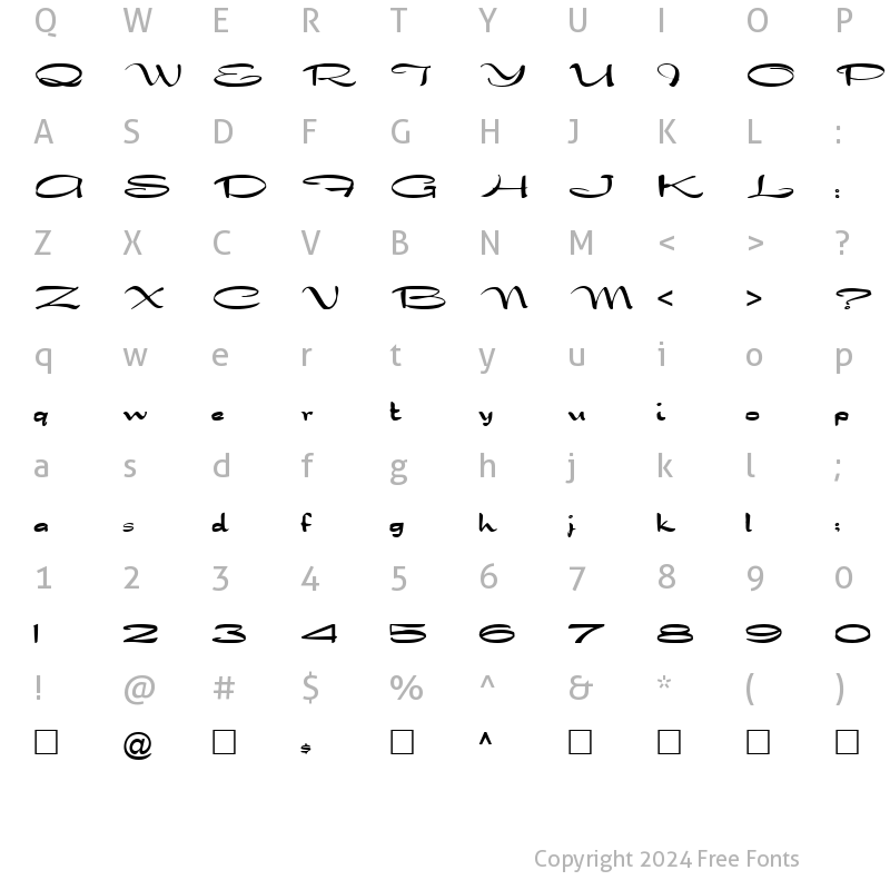 Character Map of FZ JAZZY 30 Normal