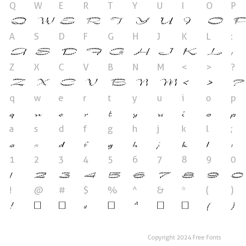 Character Map of FZ JAZZY 30 STRIPED ITALIC Normal