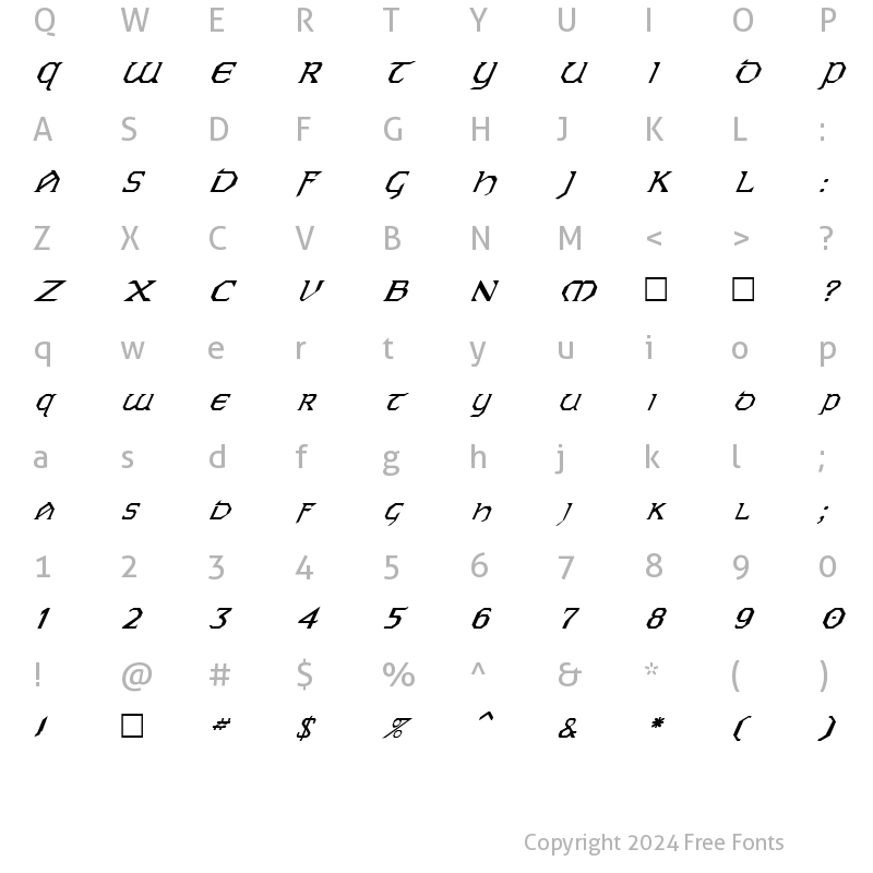 Character Map of FZ JAZZY 31 ITALIC Normal