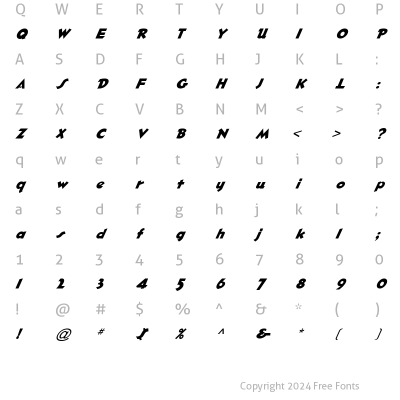 Character Map of FZ JAZZY 32 ITALIC Normal