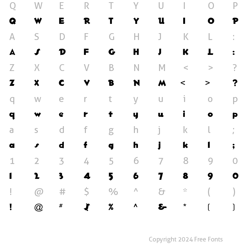 Character Map of FZ JAZZY 32 Normal