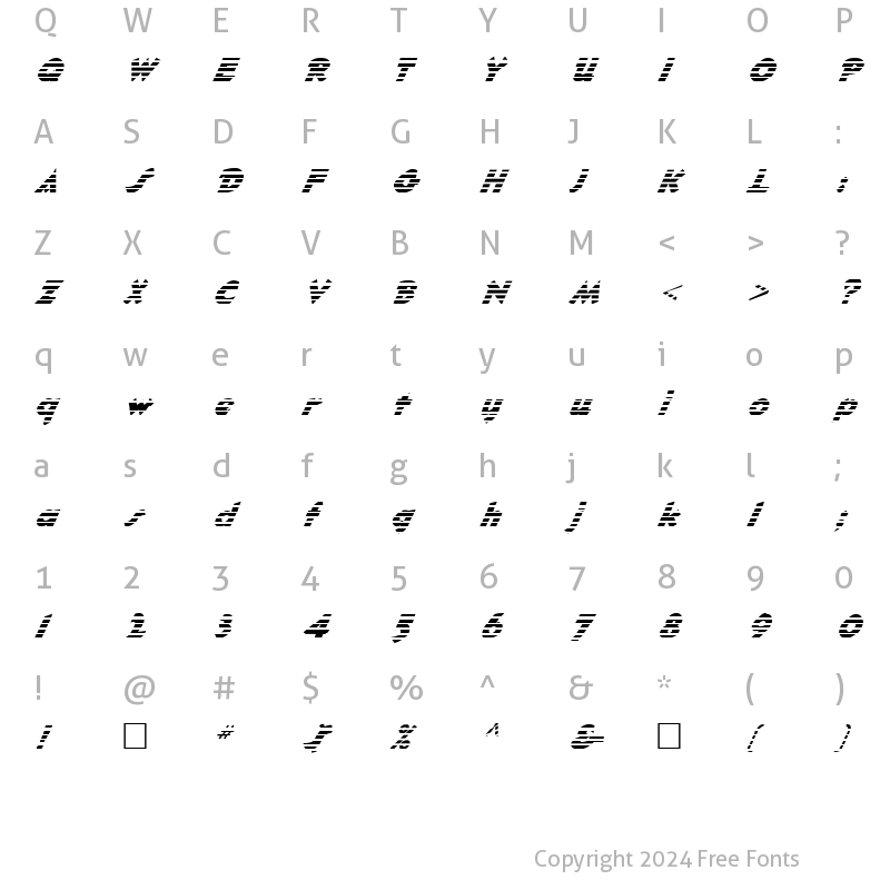 Character Map of FZ JAZZY 32 STRIPED ITALIC Normal