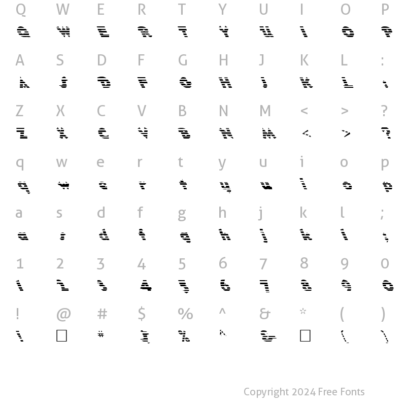Character Map of FZ JAZZY 32 STRIPED LEFTY Normal