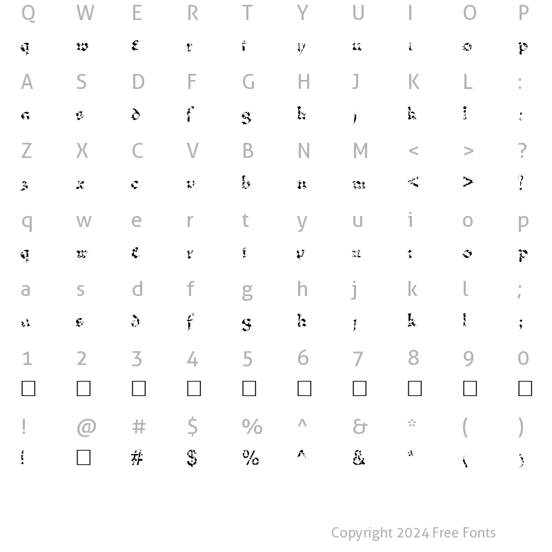 Character Map of FZ JAZZY 33 HOLEY Normal