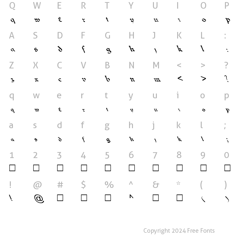 Character Map of FZ JAZZY 33 LEFTY Normal