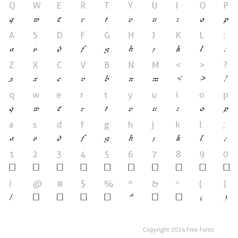 Character Map of FZ JAZZY 33 STRIPED ITALIC Normal