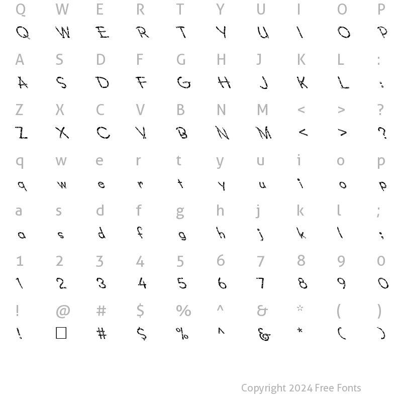 Character Map of FZ JAZZY 34 CRACKED LEFTY Normal